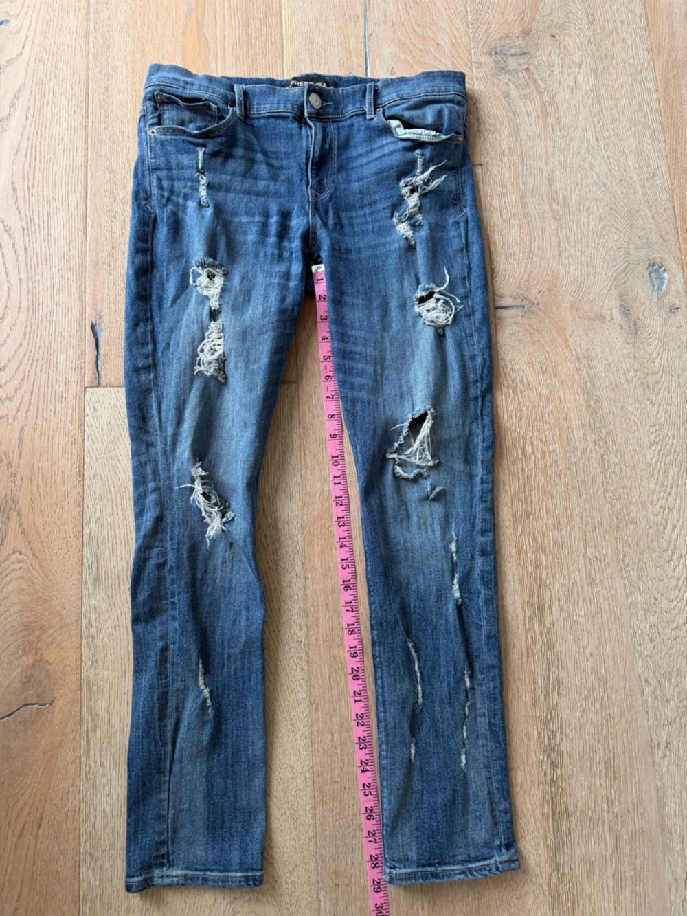 Express Ripped Dark Blue Skinny Jeans